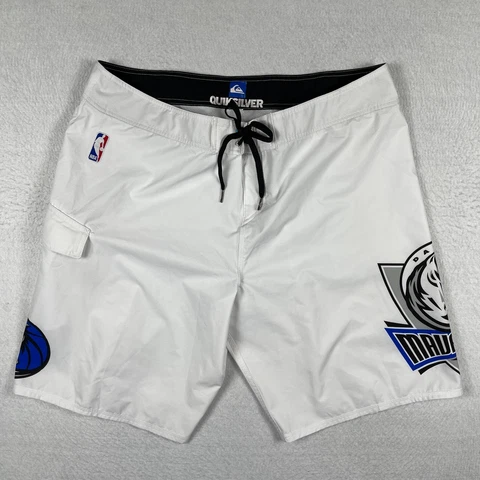 Dallas Mavericks Board Shorts Mens 38 White Quiksilver Bathing Suit NBA Swimwear Cover