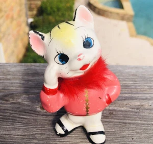 Vintage Fancy Cat Kitten Fluffy Boa Made In Japan - Bild 1 von 4