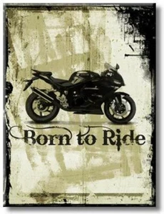 Preciosa motocicleta con imagen temática Born to Ride sobre lienzo estirado, arte de pared - Imagen 1 de 8