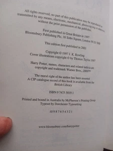 HARRY POTTER AND THE PHILOSOPHER'S STONE FIRST PRINT, PRINTED IN AUSTRALIA - Picture 1 of 9