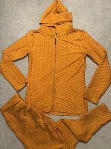 New Mix 3 Piece Track Suit Women’s L/XL Mustard Yellow Jacket Leggings Bralette - Picture 1 of 14