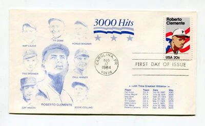 1984 Commemorative Envelope ROBERTO CLEMENTE 3000 Hits Roberto Clemente stamp - Image 1 of 2