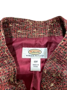 Giacca blazer donna Talbots taglia Petite 16W tweed lana bottoni davanti foderata rossa - Foto 1 di 6