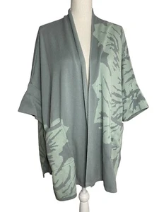 Marla Wynne Petite XL PXL Open Floral Cardigan Drama Heavy Knit Sweater Gray - Picture 1 of 17