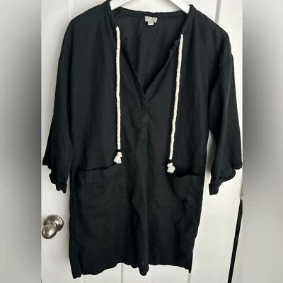 J. Traje de baño Crew XS túnica de encubrimiento de mezcla de algodón de lino náutica costera verano Foto 1 de 4