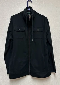 Lauren Ralph Lauren Black Full Zip Cotton Jacket Pockets Sz 1X - Picture 1 of 8