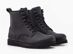 Botas de cuero Levi's Darrow de cuña con cordones negras completas - Imagen 1 de 4