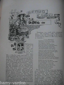 Birthday Cards History Writers Verse Miss Burnside Tuck Rare Old Victorian 1891 - Picture 1 of 5