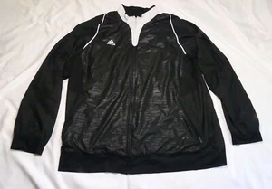 Adidas Mens Climalite Black & White Track Jacket XL Embossed Full Zip - Picture 1 of 17