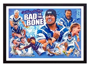 Framed 2024 Canterbury Bulldogs NRL Finals Poster - Stephen Crichton 62cm x 44cm - Bild 1 von 4
