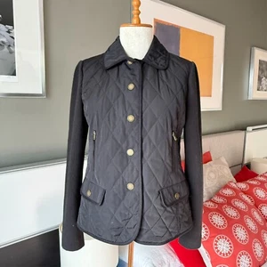 - Talbots Quilted Jacket Knitted Sleeves Black Classic PETITE - Picture 1 of 6