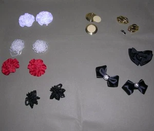 1980s Vintage 7 Pair (14+extra) Shoe Decorative Clips Embellishment Red Gold ETC - Picture 1 of 8