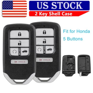 2 for Honda Civic Accord Insight Smart Remote Car Key Fob Shell Case 5 Buttons - Picture 1 of 10
