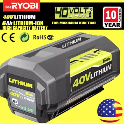 Batería 40V 6.0Ah Max Para Ryobi 40 Voltios Litio-ion OP4050 OP40602 Alta Capacidad Foto 1 de 4