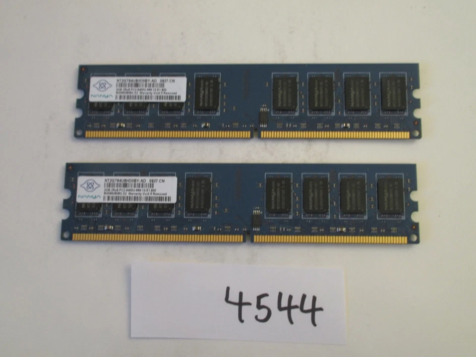 Nanya NT2GT64U8HD0BY-AD 2x2Gb=4Gb PC2-6400 800Mhz DDR2 Desktop Memory RAM (4544) - Image 1 of 2