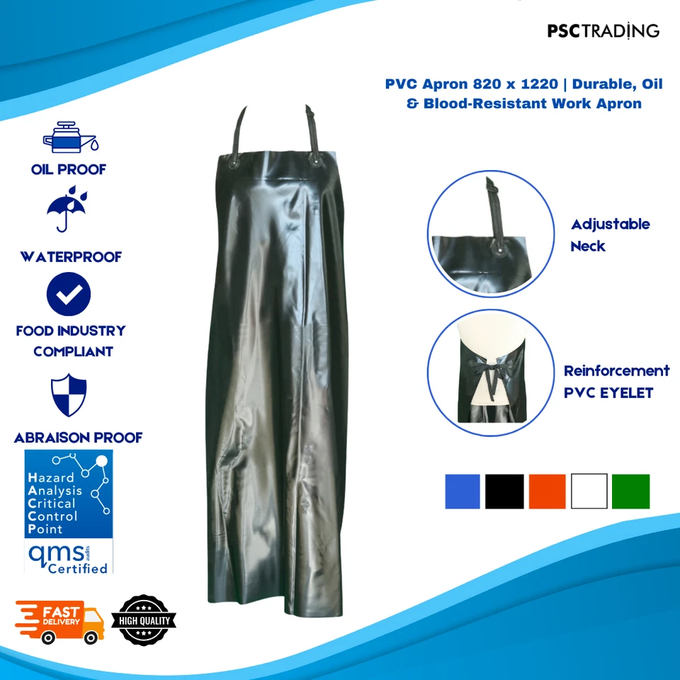 Heavy Duty Protective Work Apron Waterproof PVC Plastic-Butcher Cleaner Kitchen - Image 1 of 4