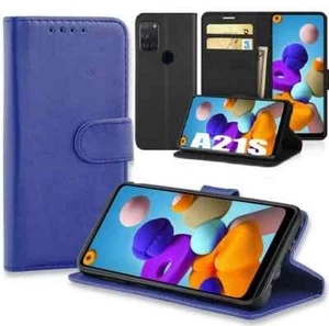 Funda de cuero tipo billetera libro abatible con soporte para teléfono A21s para Samsung Galaxy A21s - Imagen 1 de 23