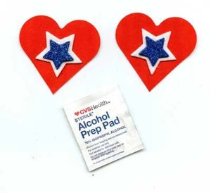 HOT! Red Heart & White and Blue Stars Pasties or Nipple Covers ONLY ones on eBay - Picture 1 of 1