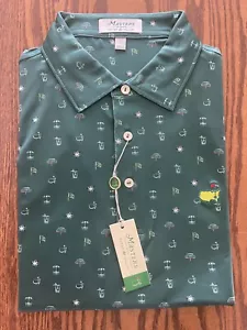 Masters Peter Millar Large Golf Polo LIMITED GREEN Print Cup Scoreboard L - Picture 1 of 4
