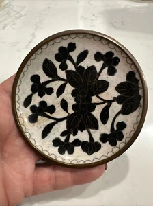 FLORAL CHINESE FAMILLE ROSE CLOISONNE HAND PAINTED SMALL DISH PLATE REPUBLIC - Picture 1 of 10