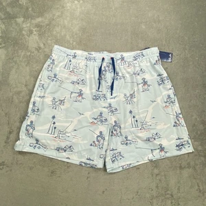 Huk Pursuit Volley Shorts Mens XL Light Blue Ice Water Palm Trees 5.5" Inseam - Picture 1 of 11