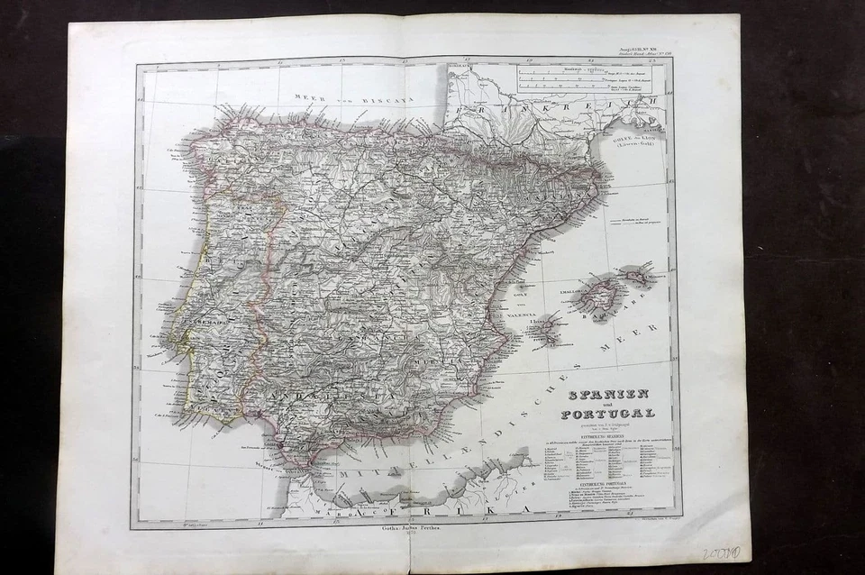 Stieler 1870 Antique Map. Spanien und Portugal. Generalkarte. Spain Portugal - Image 1 of 1
