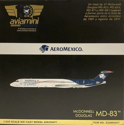 Gemini Jets 1:200 Aeromexico Travel McDonnell Douglas MD-83 N848SH G2AMX857 - Image 1 of 4