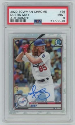 2020 BOWMAN CHROME ROOKIE IMAGE VARIATION AUTOGRAPH DUSTIN MAY RC AUTO 03/25 PSA - Image 1 of 2