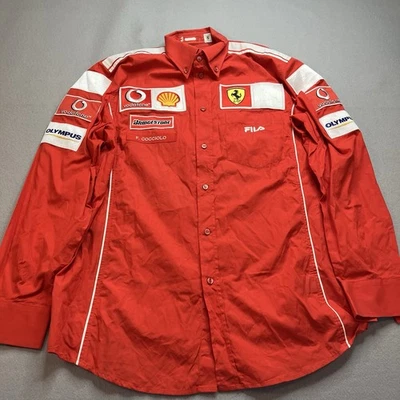 Official Ferrari Vodafone Fila F1 Race Team Mens Button Down Crew Shirt - Size L - Image 1 of 4