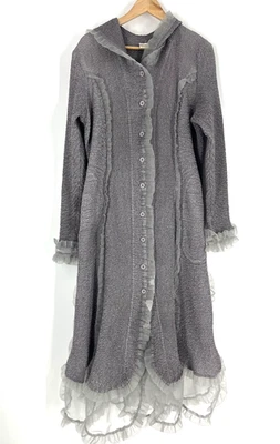 Y2K Lucy's Silk Cardigan Size Large Maxi Duster Goth Ruffle Witchy Whimsigoth - Image 1 of 4