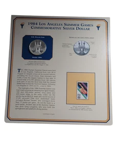 1984 S Los Angeles Summer Games pannello commemorativo dollaro argento con timbro PCS - Foto 1 di 6