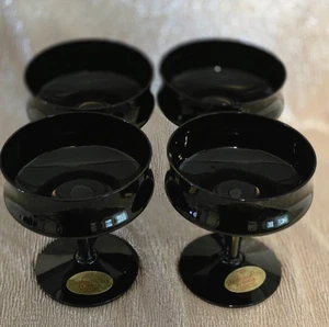 NWT Lot of 4 Seneca Glass The Fashionables Champagne Glasses In Ebony 8oz - Picture 1 of 10