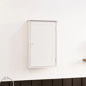 Mueble de pared de baño unidad de almacenamiento 1 puerta armario MDF estantes de madera blanco - Imagen 1 de 9