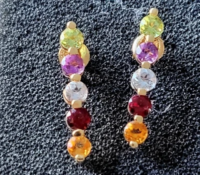 Ohrringe/OHRHÄNGER gold 585 mit Edelsteinen mit Punzen - Bild 1 von 4