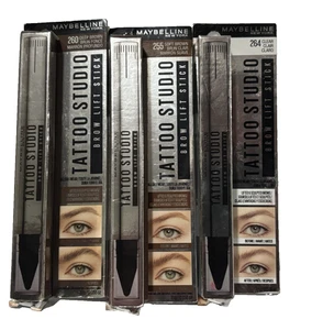 3x Maybelline Tattoo Studio Brow Lift Stick Clear 264 Soft Brown 255 Deep 260 - Picture 1 of 3