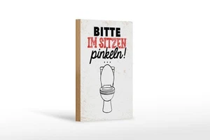 Ontrada Holzschild 12x18cm lustig im sitzen pinkeln Holz Schild - Bild 1 von 1