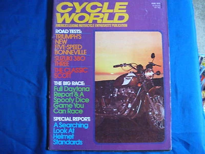 CYCLE WORLD magazine-JUNE 1972-SUZUKI 380 3-TRIUMPH T120RV-DAYTONA-SCOTT-VINTAGE - Image 1 of 4