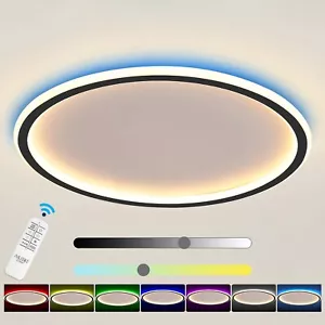 LED Deckenleuchte mit Fernbedienung RGB-Ambiente Warmweiß Farbwechsel Dimmbar - Bild 1 von 10