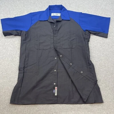 Red Kap Official Ford Dealership Technician Shirt Mens Medium Blue Grey Striped - Image 1 of 4