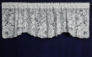 Valance finestra pizzo Ainsley 61" x 19" misto cotone bianco soggiorno camera da letto - Foto 1 di 4