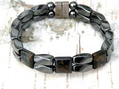 Pulsera Tobillera Magnética Hematita Azul Tigre 3 Piedras Ojo Foto 1 de 2