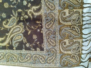 Cashmere Pashmina Scarf Wrap Shawl Paisley Browns Gold Black - Picture 1 of 4