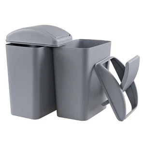 Idotry 4.5 Gallon Gray Plastic Trash Can with Swing Top Lid Garbage Bin, 3 Packs - Picture 1 of 10