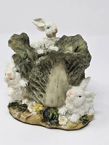Easter Rabbits Eating Head of Cabbage Candle Holder for Table or Home Decor - Picture 1 of 9