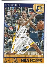 GEORGE HILL SIGNED AUTOGRAPHED 2013-14 PANINI NBA HOOPS BASKETBALL CARD #74