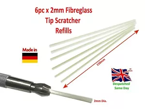 6pc Fibreglass Scratching Refills 2mm x 110mm Eraser Original German Made - Picture 1 of 3