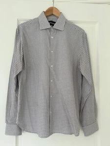 John Varvatos men’s USA  trim fit 16 34/35 white plaid point collar shirt cotton - Picture 1 of 20