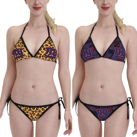 2PCS New York Giants Women's Bikini Lace Up String Bathing Suits Swimsuits Cover