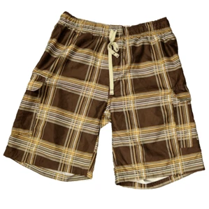 Polo Association Embroidered Logo Plaid Board Shorts Drawstring Pockets Brown XL - Picture 1 of 20