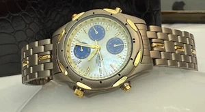 Damen Chronograph Uhr 33mm JACQUES LEMANS Perlmutt Zifferblatt Titan JL-848 - Bild 1 von 5